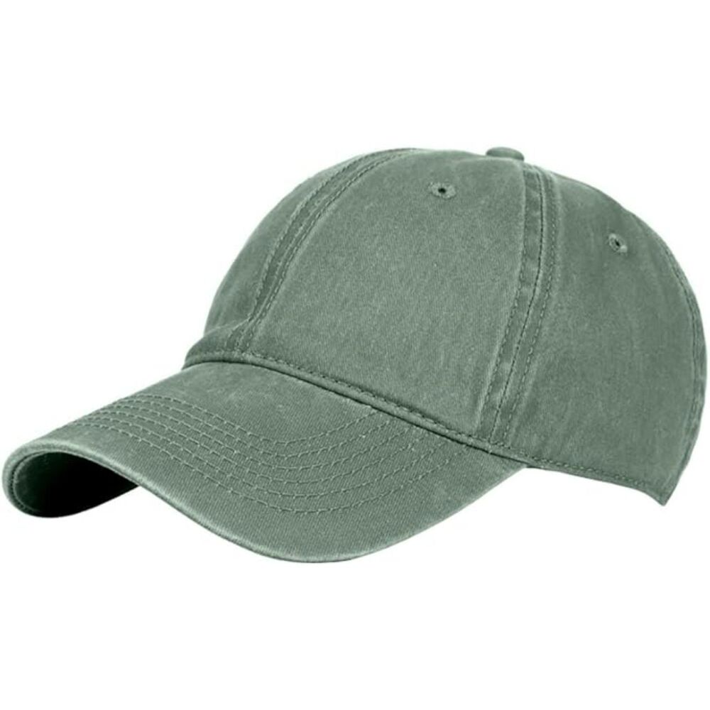 Unisex Army Green Washed Dyed 100% Cotton Adjustable Buckle Classic Baseball Hat